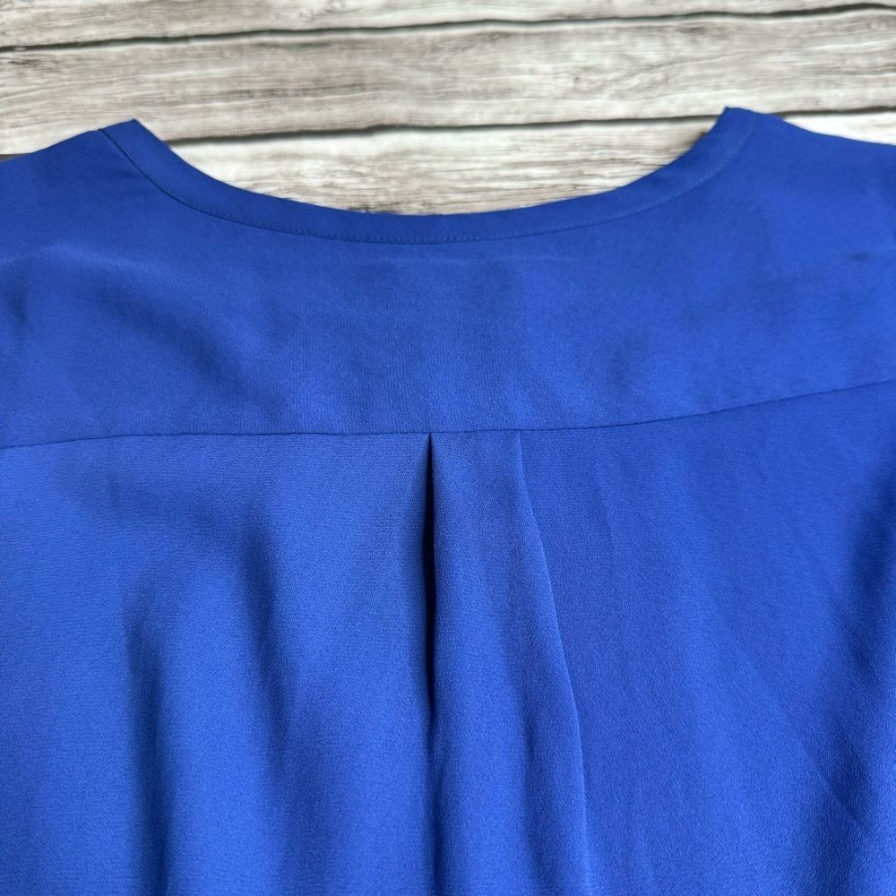 Talbots Women's Notched Long Sleeve Pullover Blouse Bright Royal Blue S SM Small - Picture 9 of 14